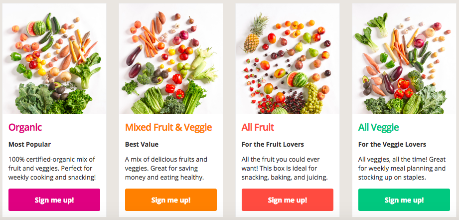 imperfect produce box type selections